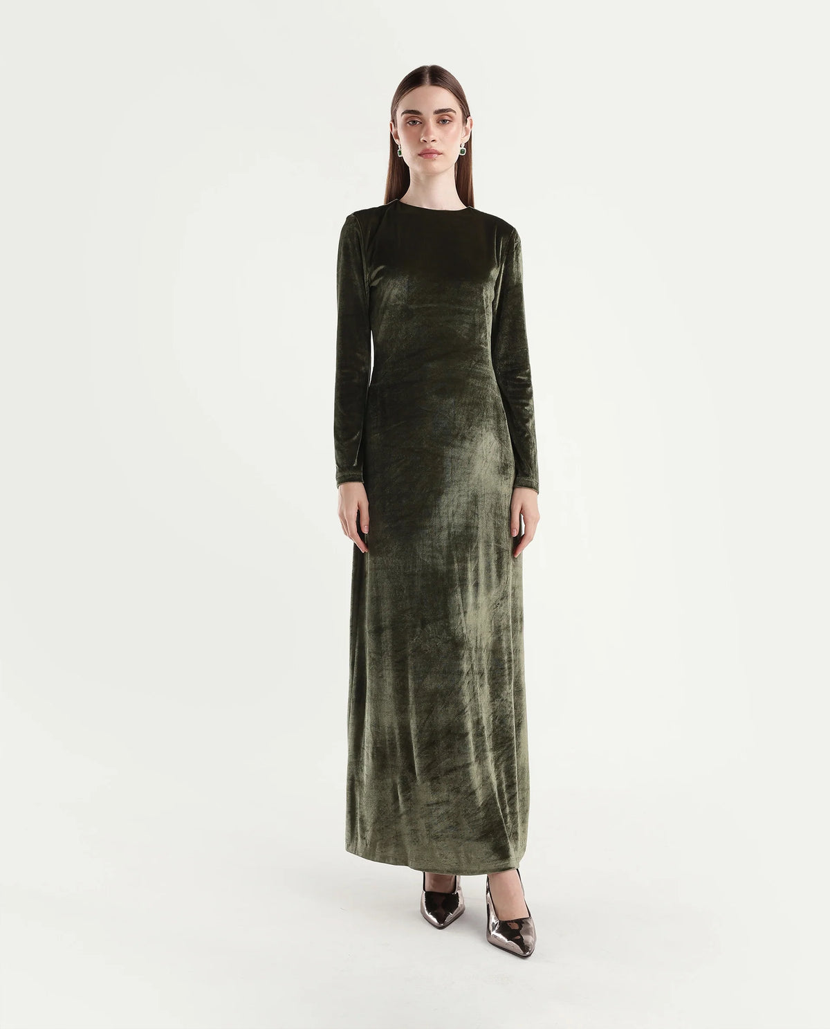 Rareism Women's Potonlo Dark Green Polyester Regular Fit Plain Dress - image 2