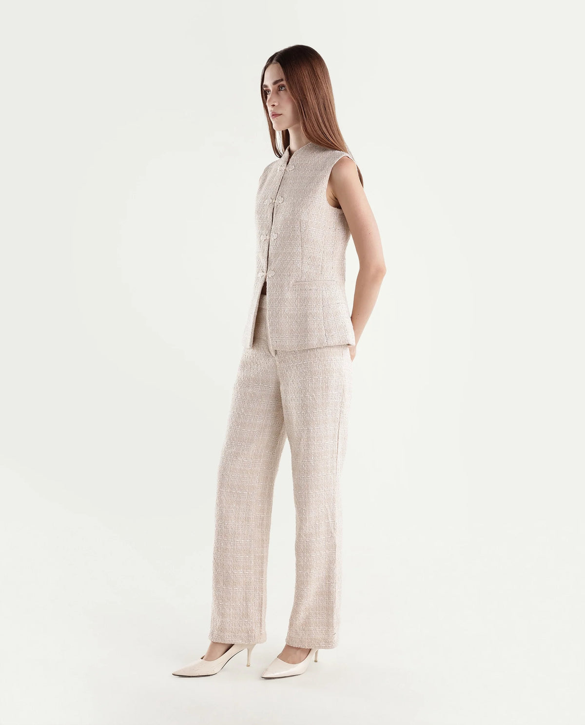 Rareism Women's Toat-B Off White Polyester Blend Straight Plain Trouser - image 5