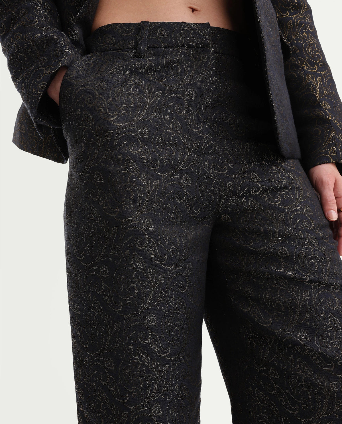 Rareism Women's Xavant-B Black Polyester Blend Wide Jacquard Trouser - image 3