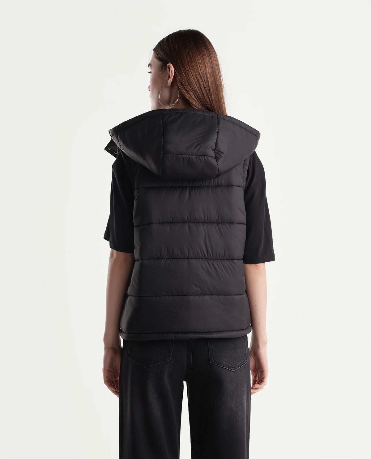 Rareism Women's Kem Black Nylon Hooded Regular Plain Jacket - image 6