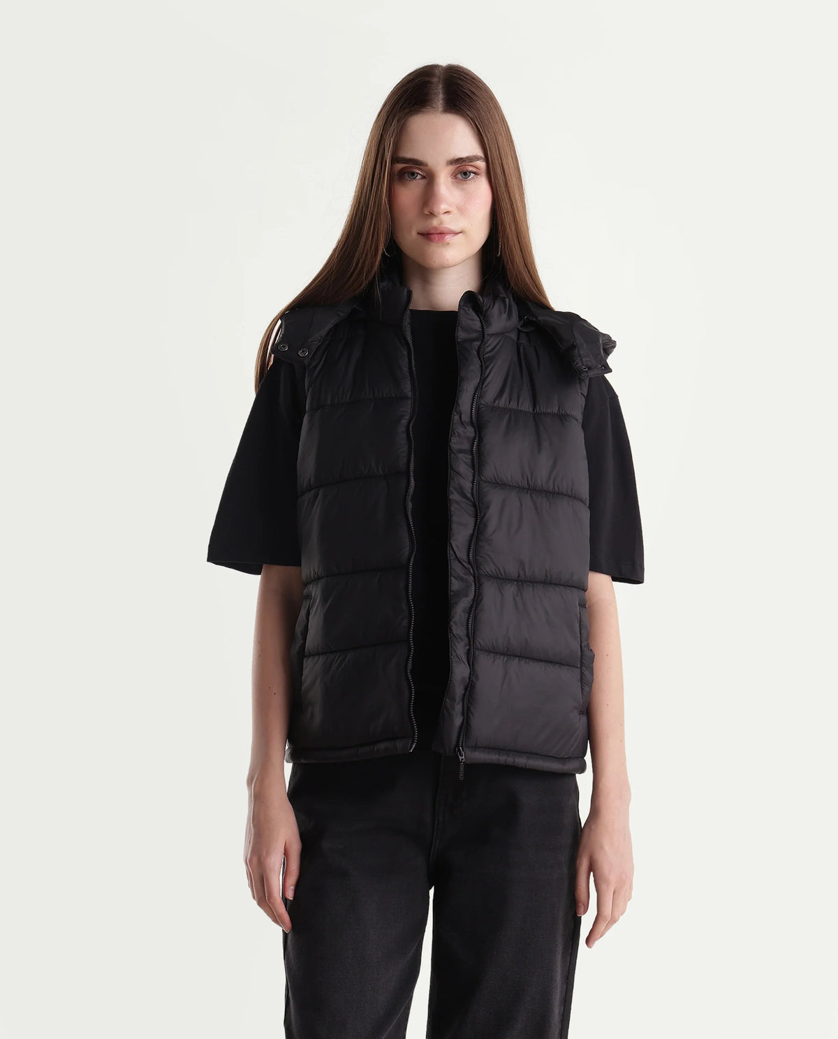 Rareism Women's Kem Black Nylon Hooded Regular Plain Jacket - image 7