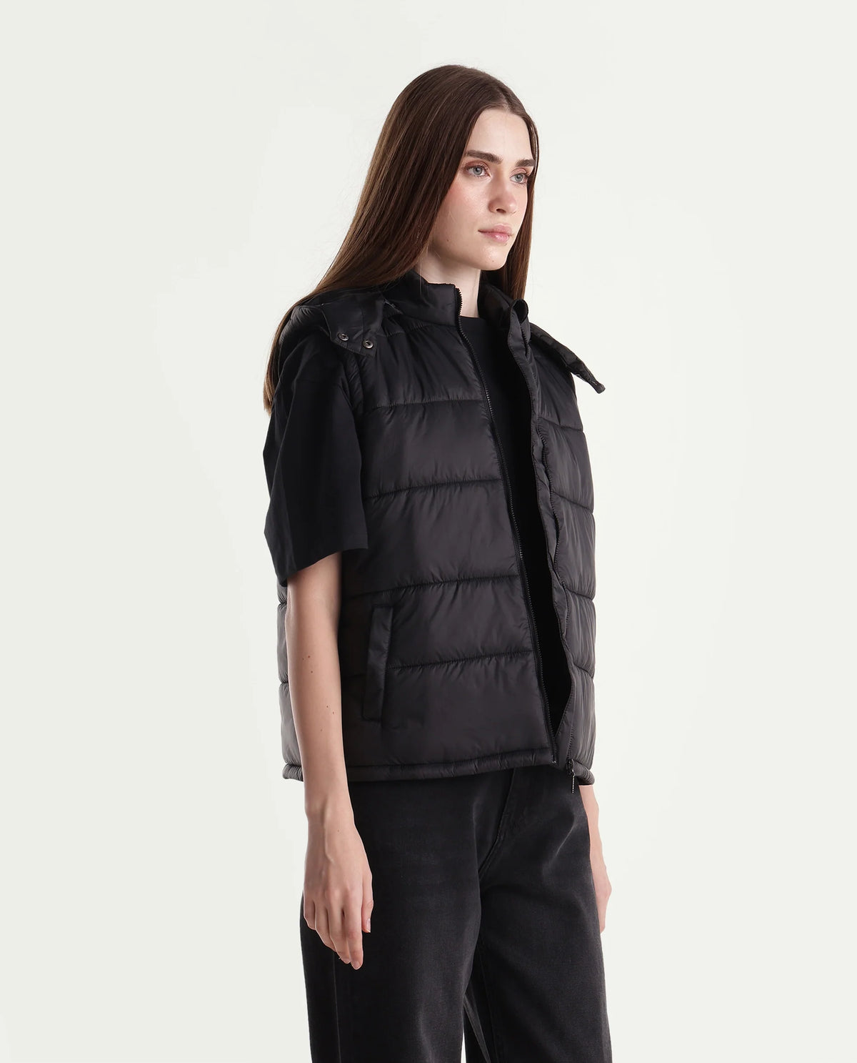 Rareism Women's Kem Black Nylon Hooded Regular Plain Jacket - image 4