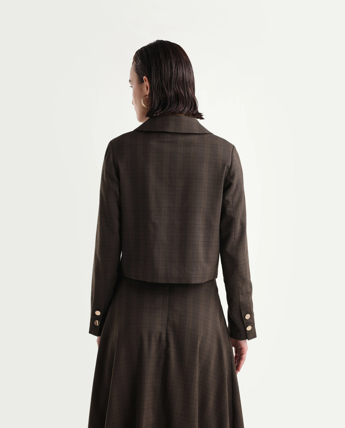 Rareism Women's Quno-T Brown Polyester Blend Spread Collar Button Regular Plain Jacket