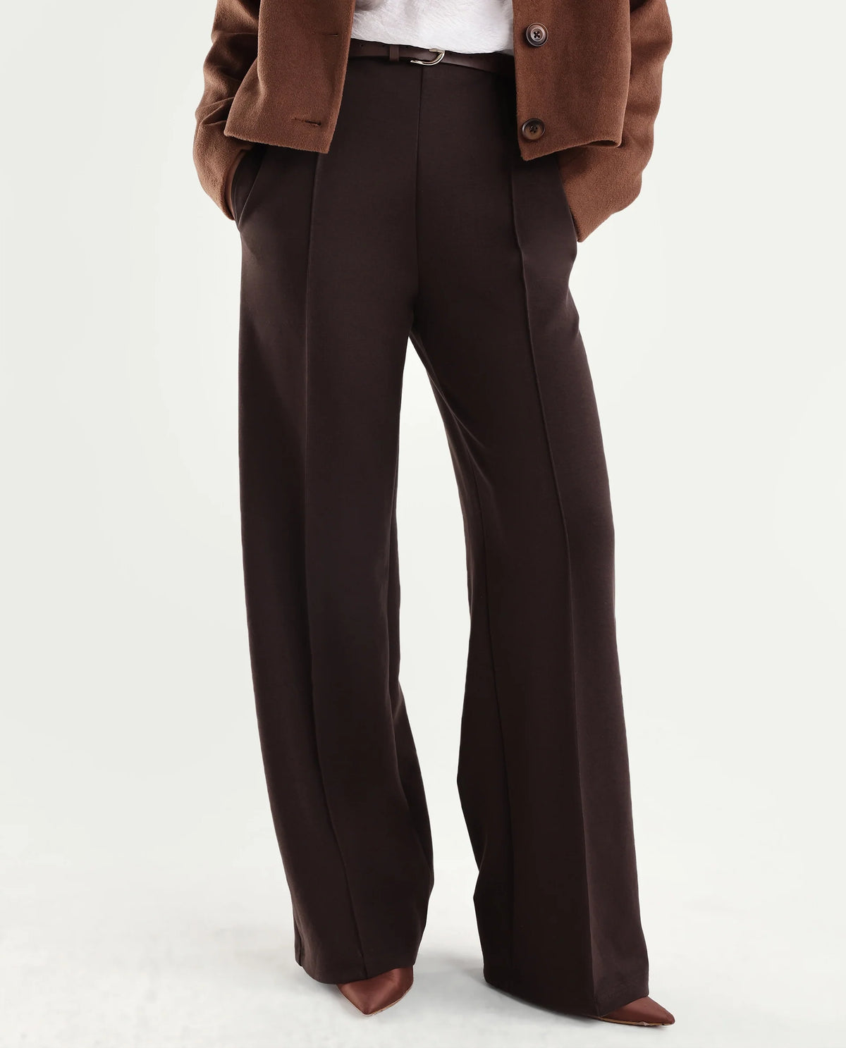 Rareism Womens Pilot-B Dark Brown Modal Blend Straight Plain Track Pant
