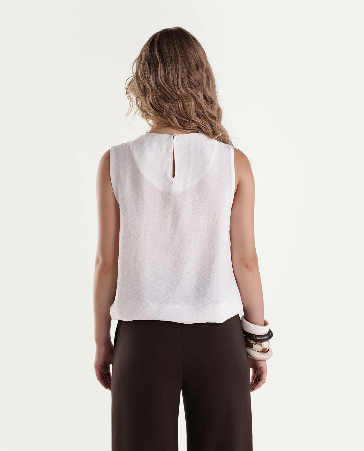 Rareism Womens Onjowl Off White Viscose Blend Cowl Neck Swing Plain Top
