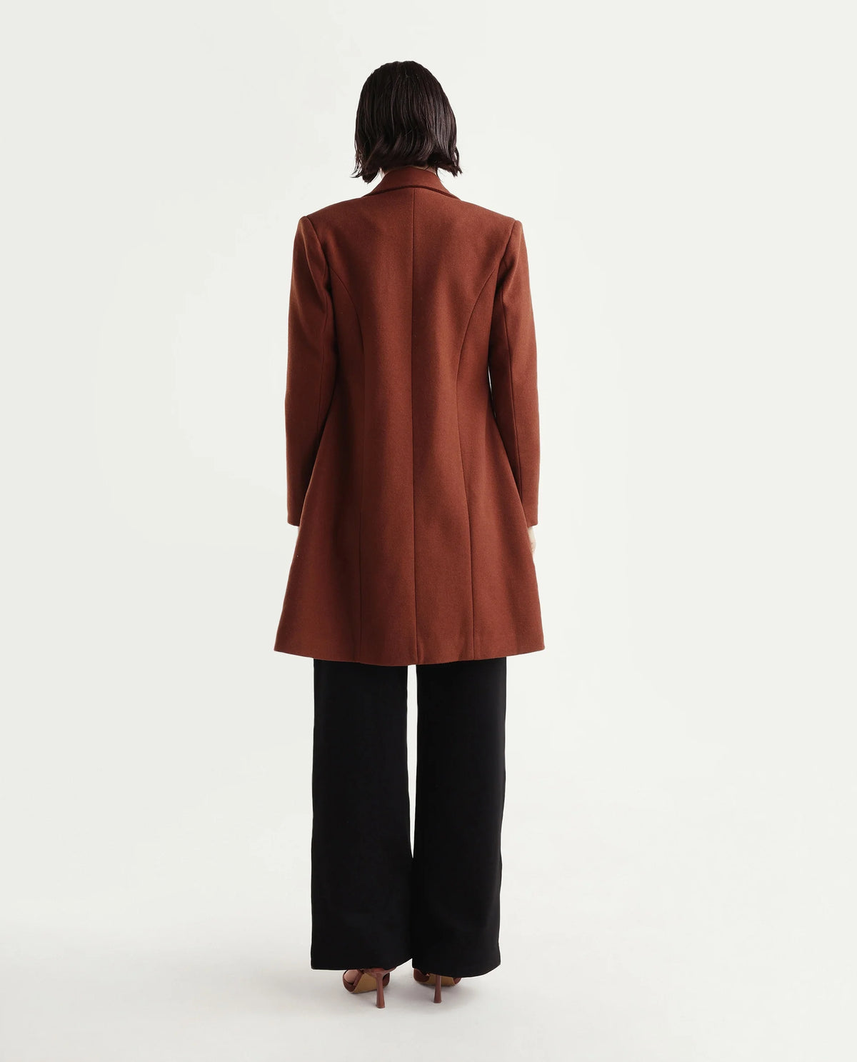 Rareism Womens Kore Rust Polyester Blend Lapel Neck Regular Plain Coat - image 6