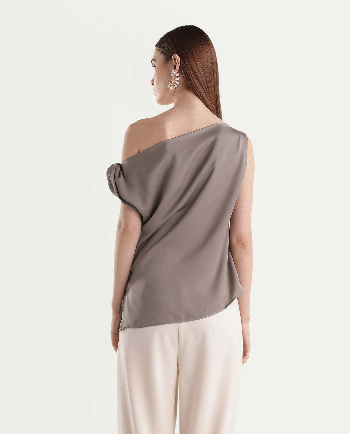Rareism Women's Onres Dusky Beige Polyester Boat Neck Regular Plain Top - image 7