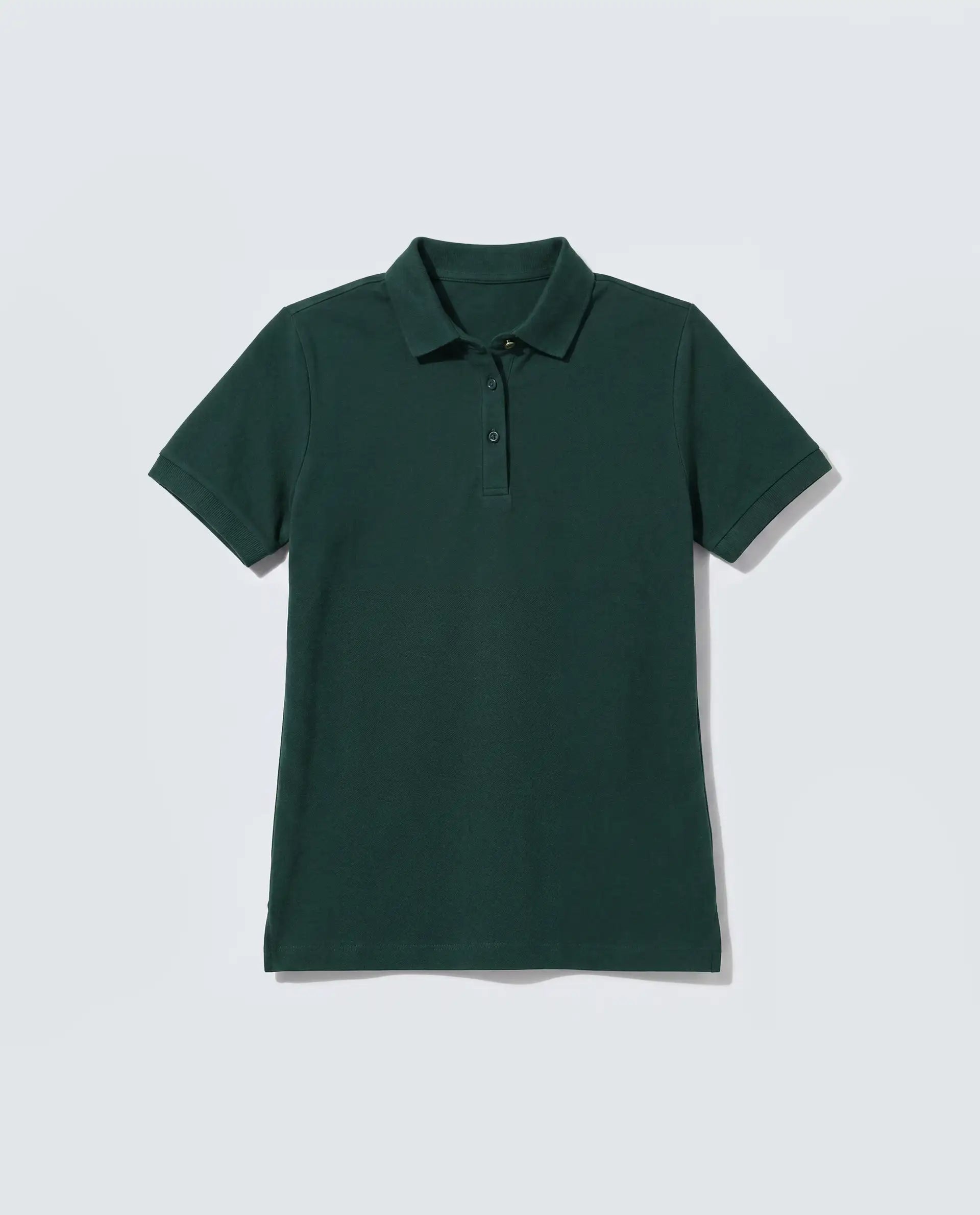 Rareism Women's Basic Rr-Corp-Elane Dark Green Cotton CollaredRegular Plain Polo