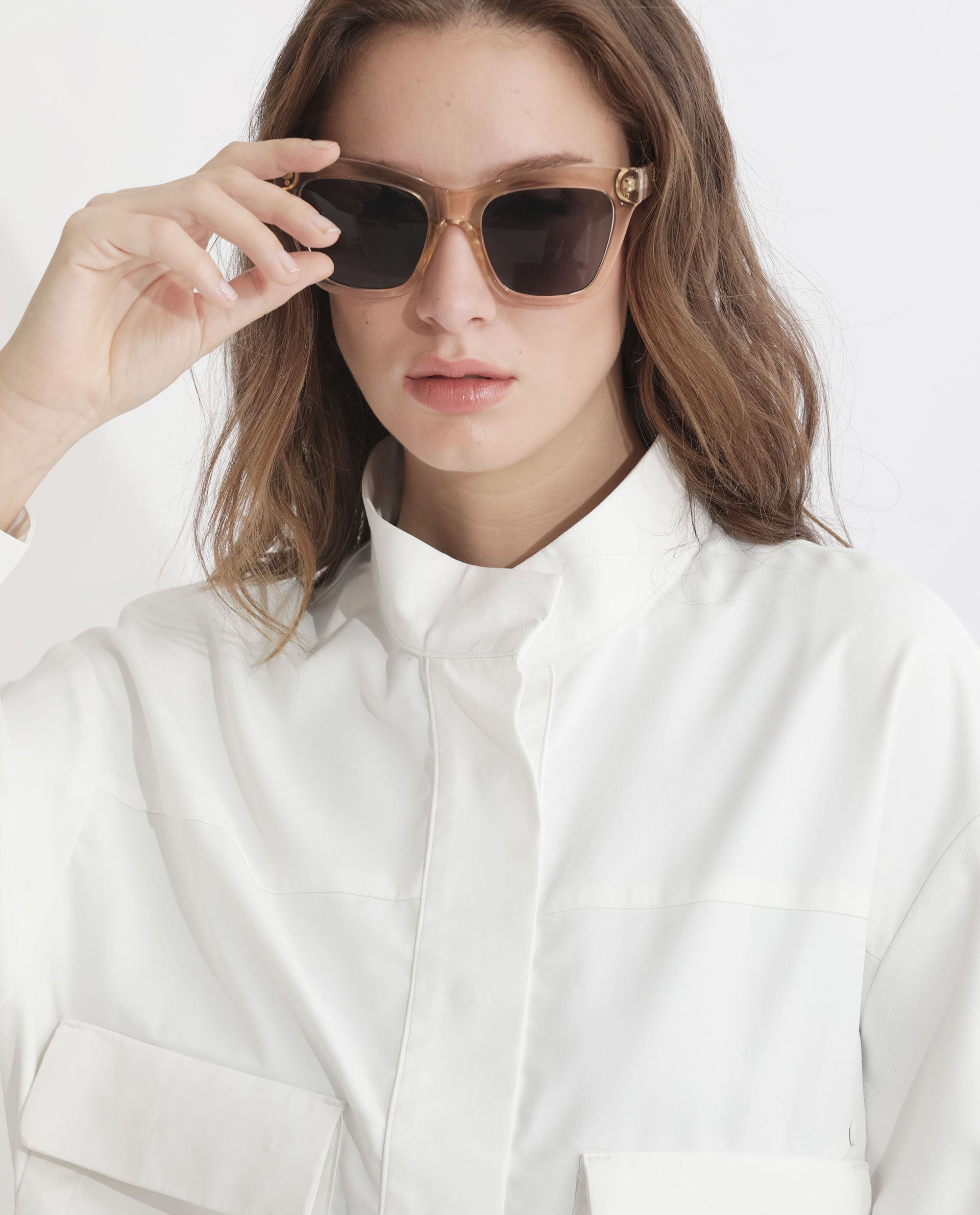 Rareism Women's Ruks Off White Polyester High Neck Plain Regular Fit Jacket