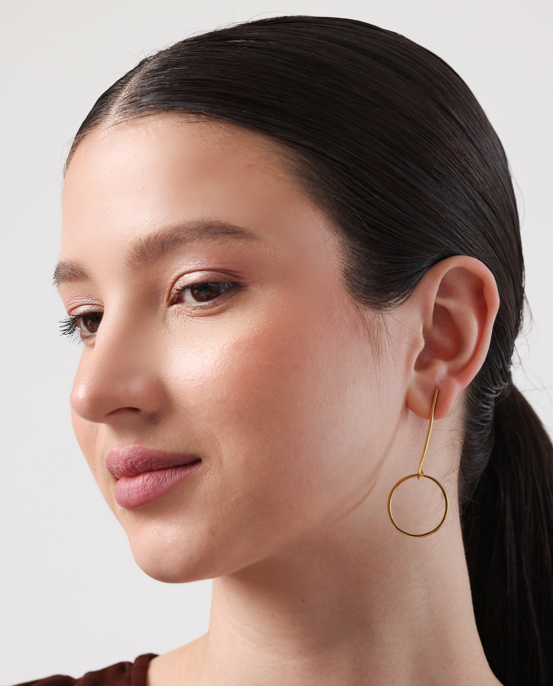 Rareism Women Ring N Disk Gold Earring