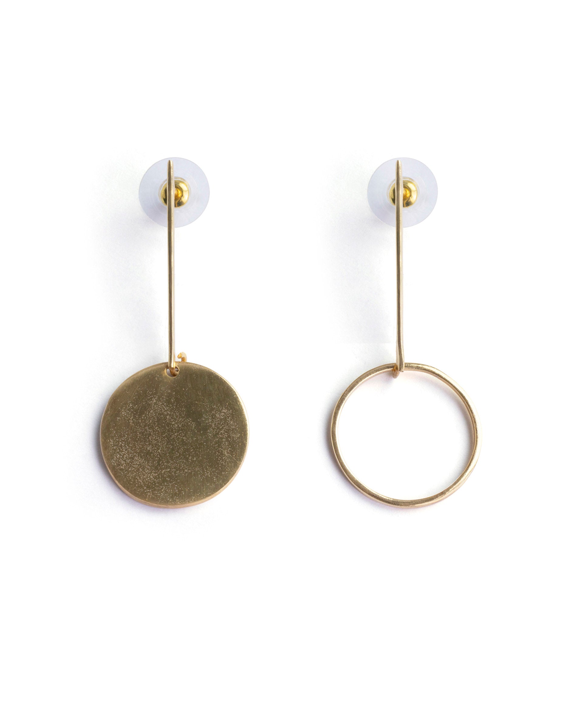 Rareism Women Ring N Disk Gold Earring