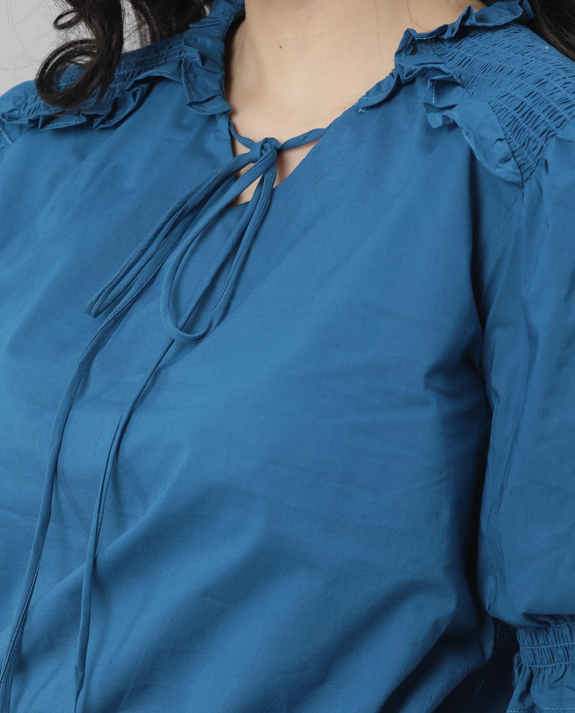 Rareism Women Salsa Blue Top Short Sleeves Solid