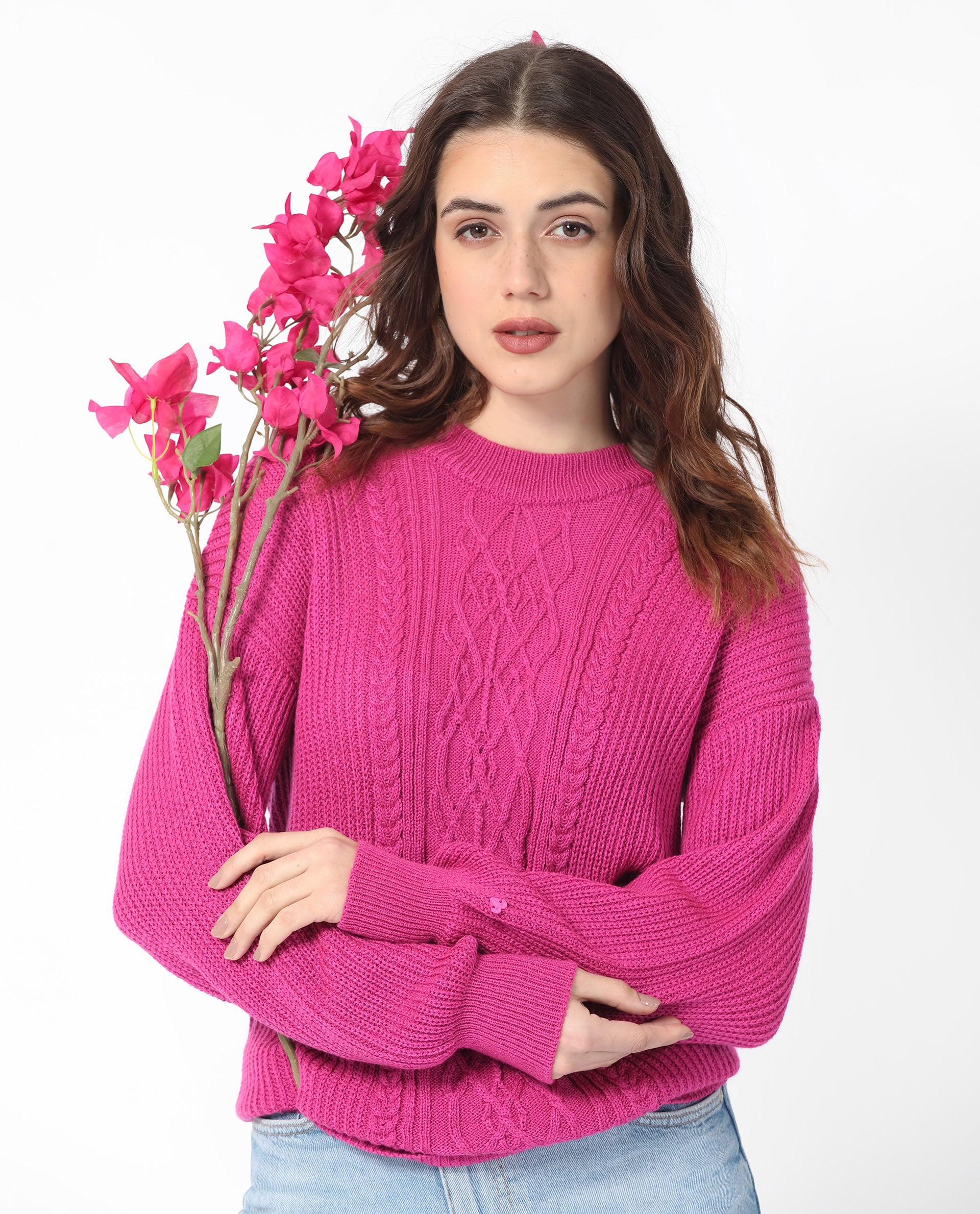 Pink Coloured Fine Knittin Solid Best Fit Comfortable Women Day or Nig –  Royskart