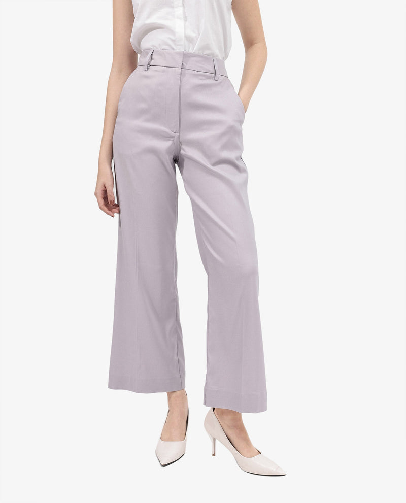 Rareism Women Selene Purple Cotton Fabric Zipper Closure Solid Regular Fit Trouser