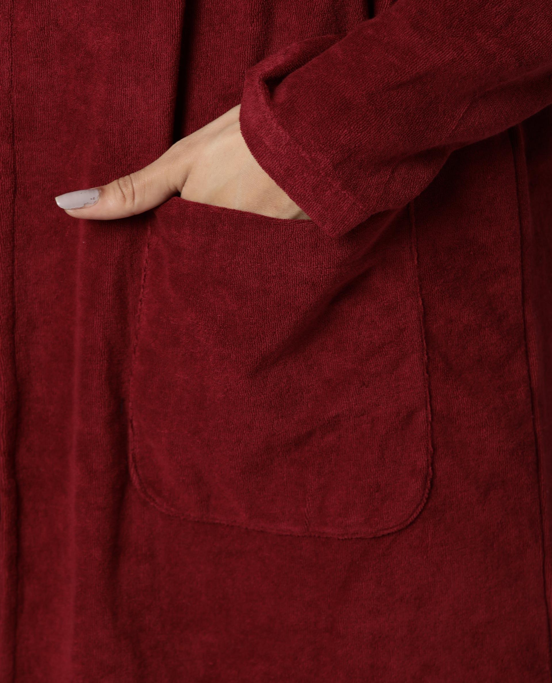 Rareism Women Sesh Maroon Overlayer Knit Fabric Solid