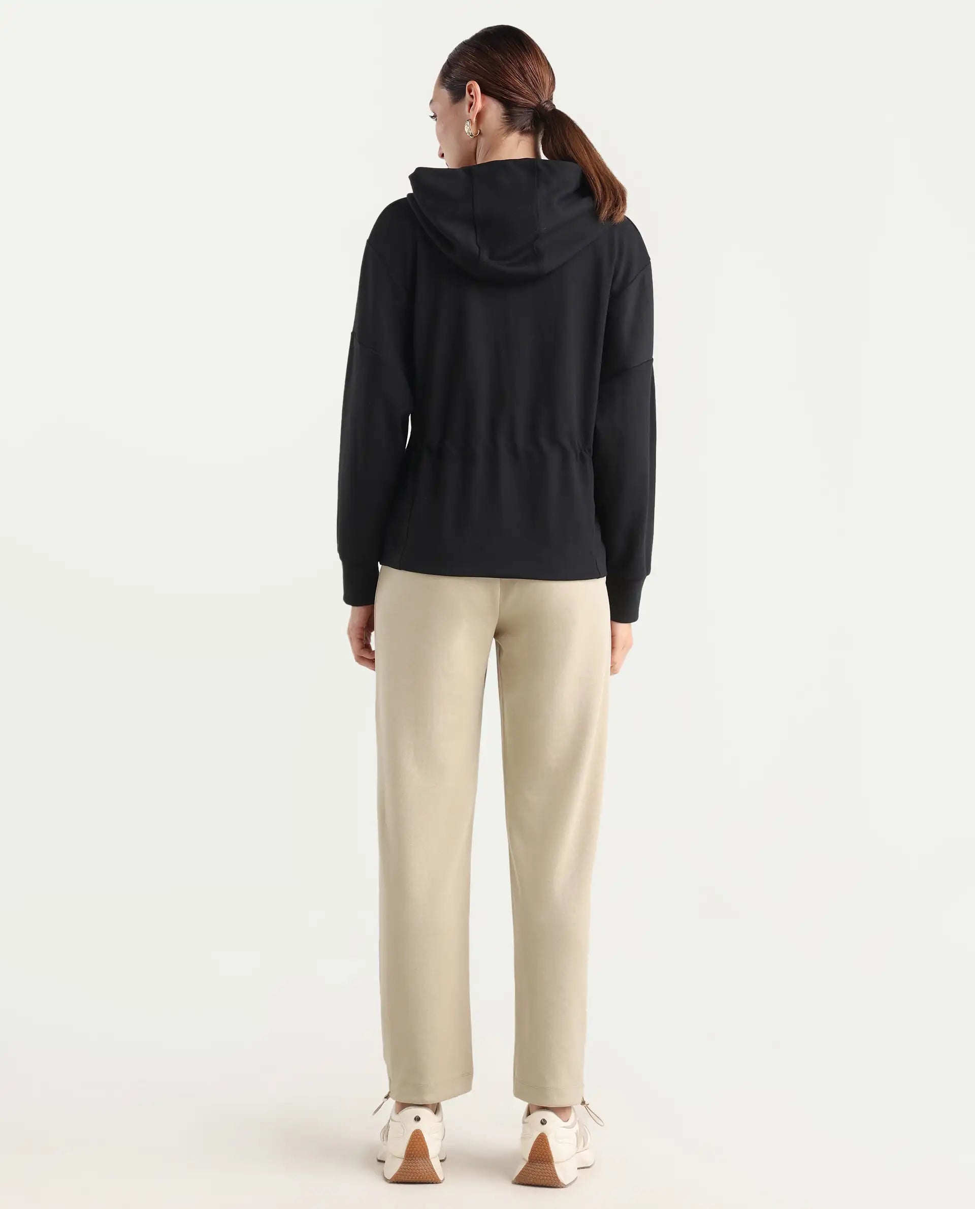 Rareism Women's Shane Beige Modal Blend Straight Printed Track Pant