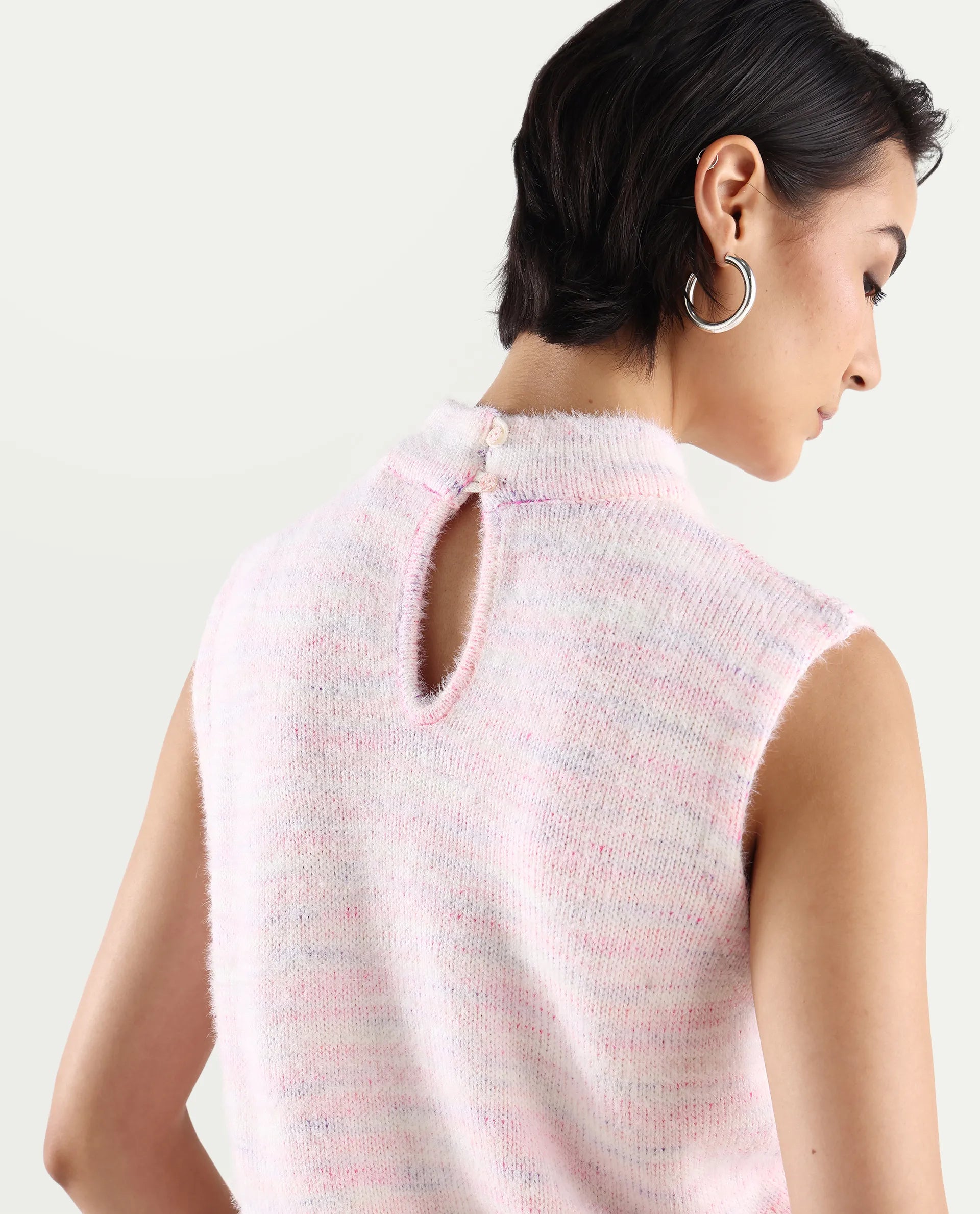 Rareism Women's Shenpa T Multi Nylon High Neck Ombre Sleeveless Regular Fit Top