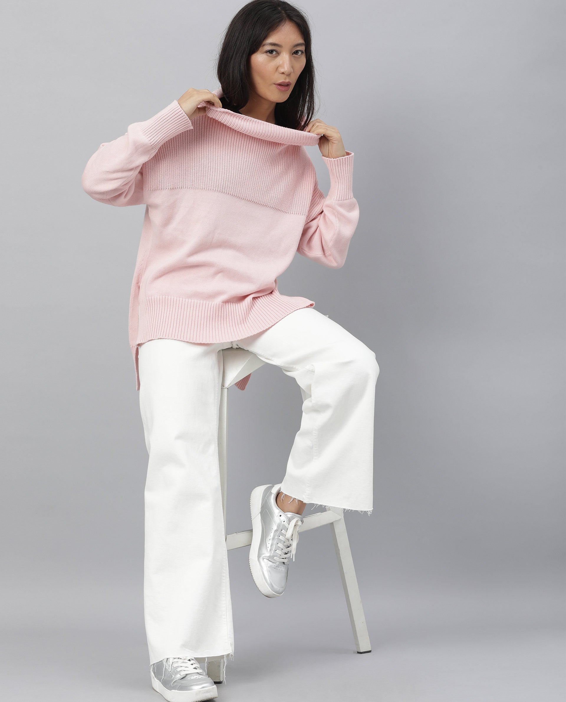 Rareism Women Skyline Pink Top Full Sleeves