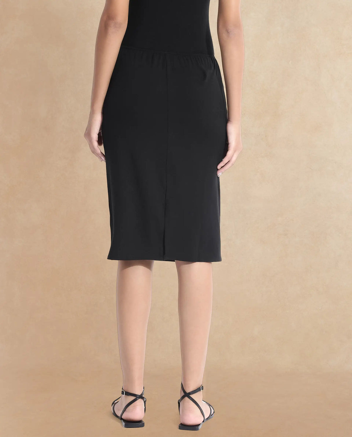 Rareism Women Slippyaa Black Modal Fabric Solid Inner Wear