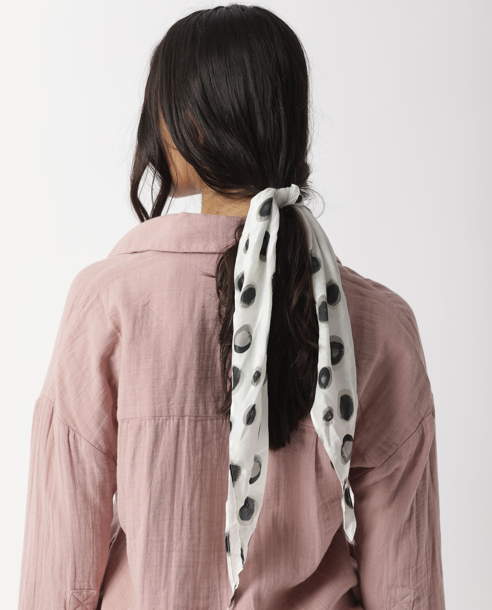 Rareism Women Soak White Scarf Cotton Silk Fabric