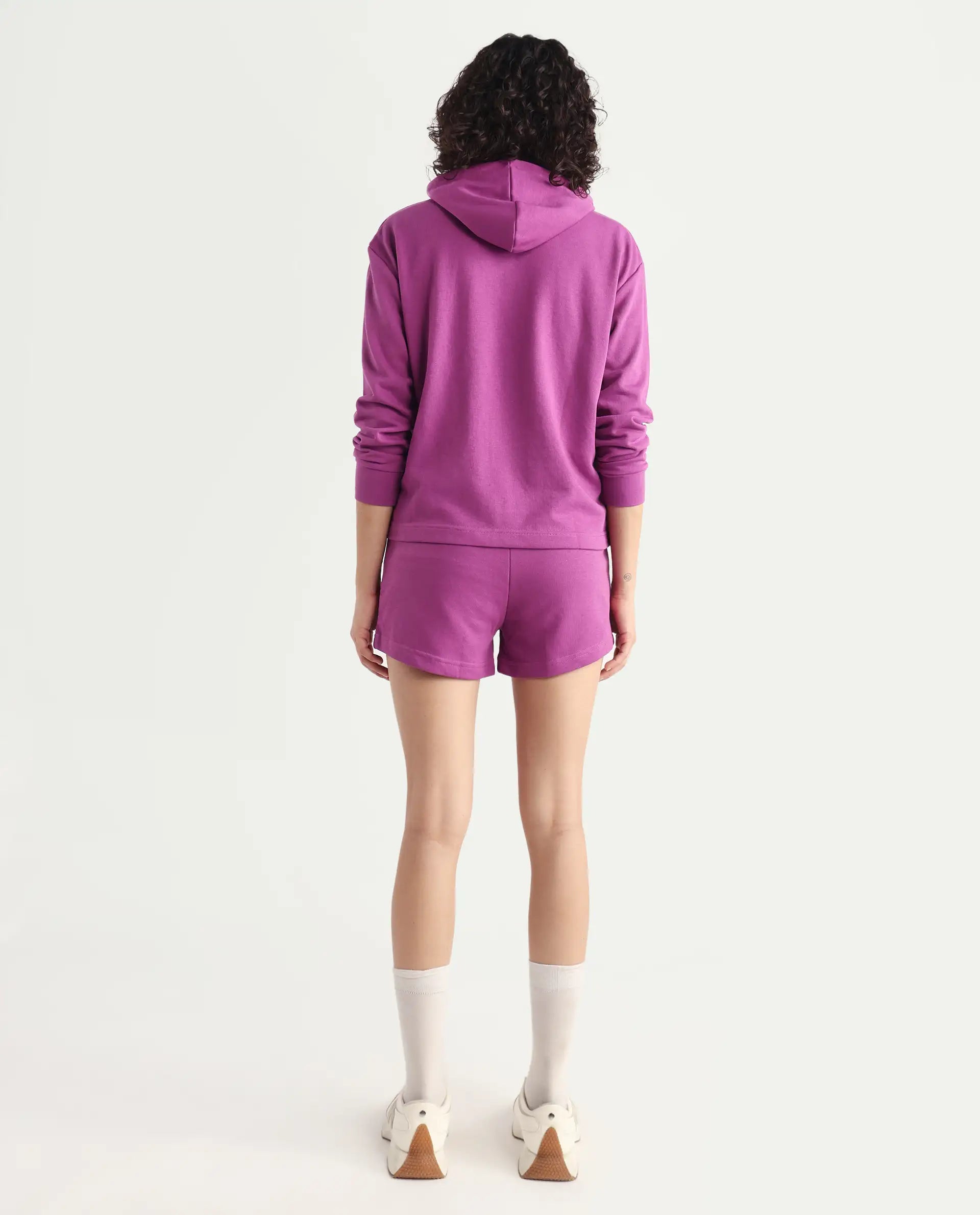 Rareism Women's Spence-1 Purple Polyester Blend Plain Mini Regular Fit Shorts