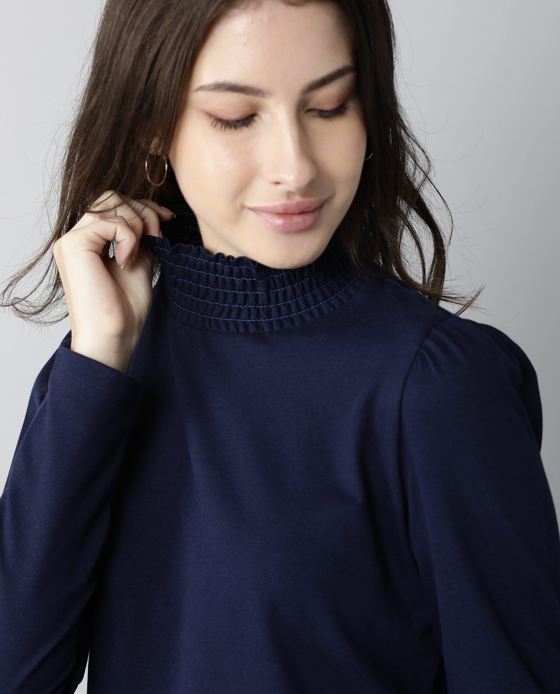 Rareism Women Spinny Navy T-Shirt Full Sleeves