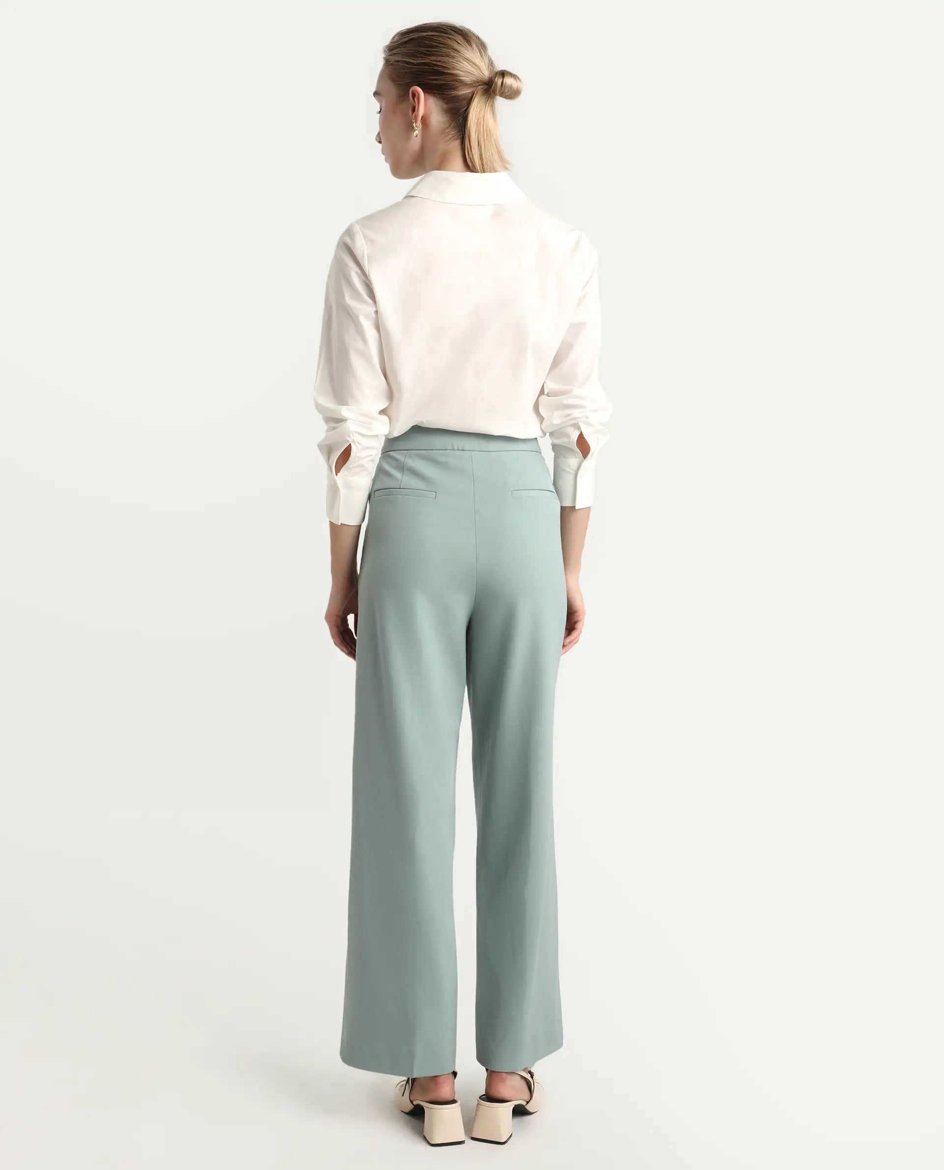 Rareism Women's Srait Aqua Polyester Straight Fit Travel Trouser