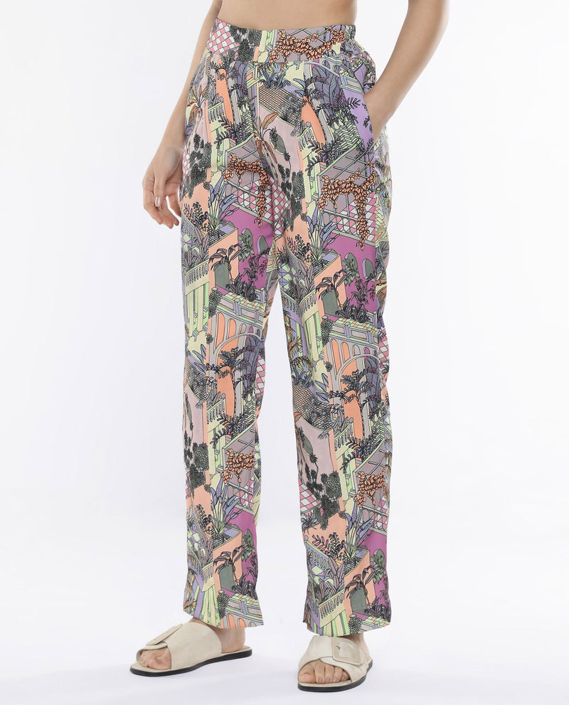 Rareism Women Stevie-B Light Multi Loop Straight Fit Abstract Print Ankle Length Trouser