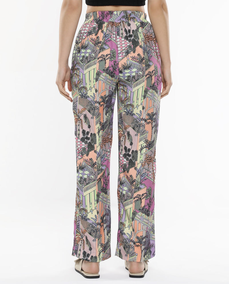 Rareism Women Stevie-B Light Multi Loop Straight Fit Abstract Print Ankle Length Trouser