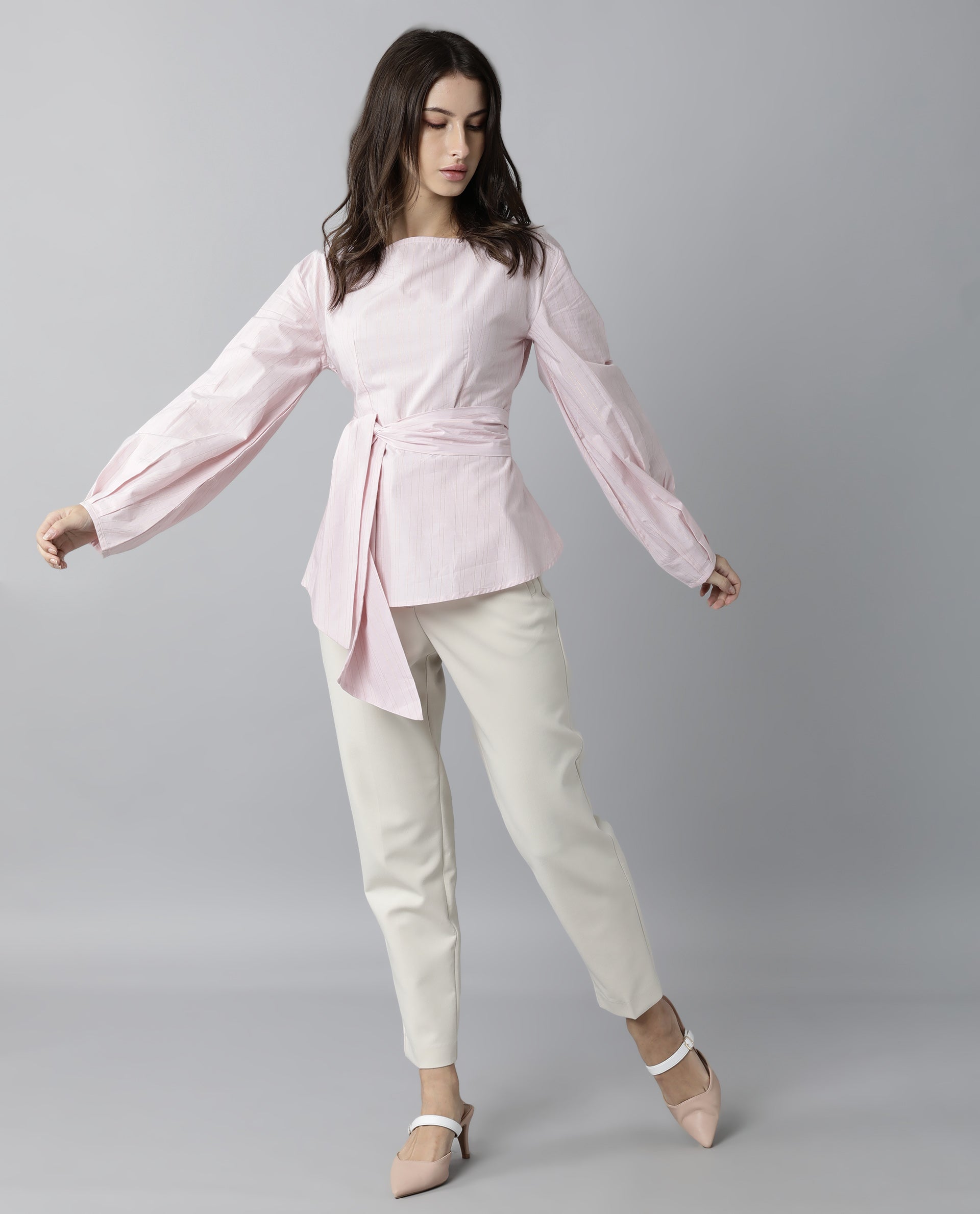 Rareism Women Tackle Pink Top Full Sleeves Solid