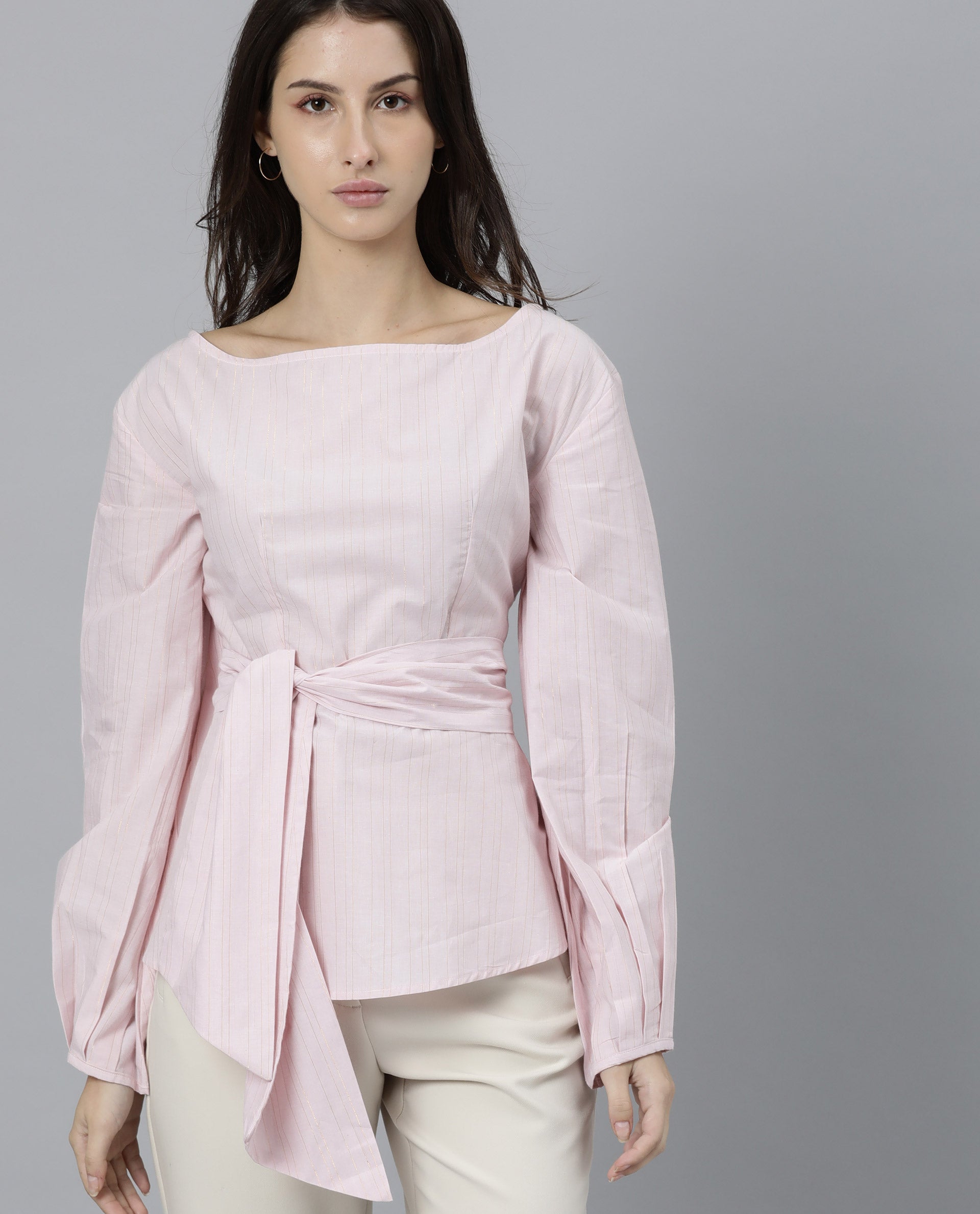 Rareism Women Tackle Pink Top Full Sleeves Solid