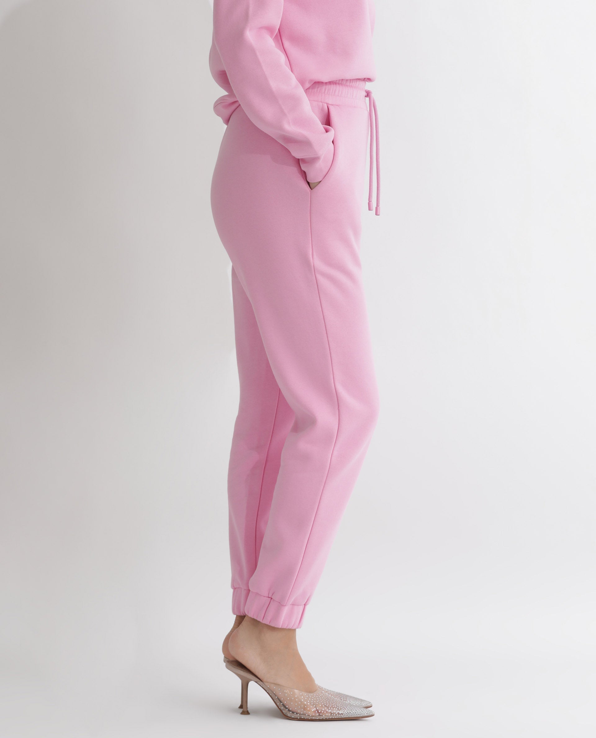 Rareism Women's Terac F Light Pink Polyester Blend Plain Ankle Length Regular Fit Track Pant
