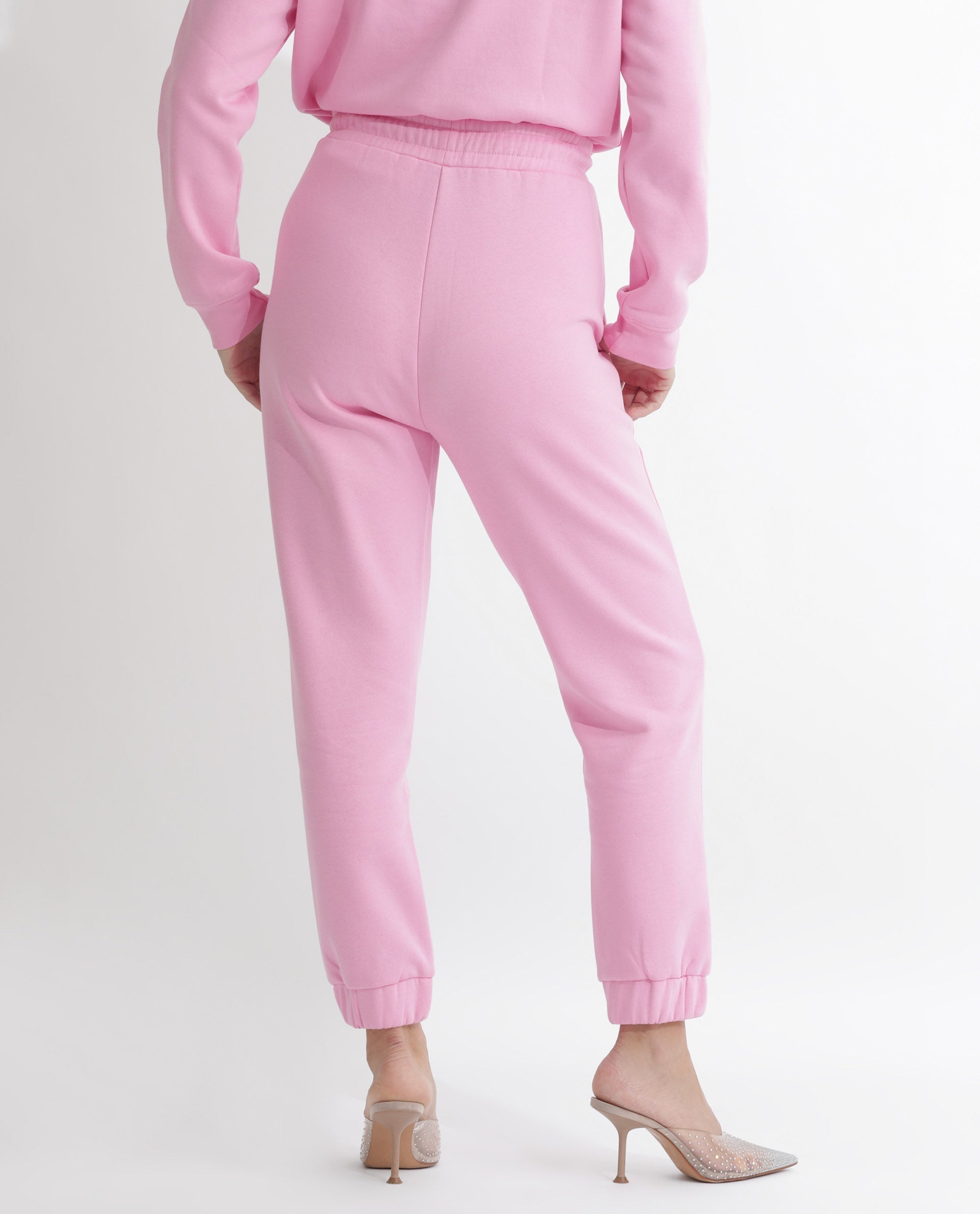 Rareism Women's Terac F Light Pink Polyester Blend Plain Ankle Length Regular Fit Track Pant