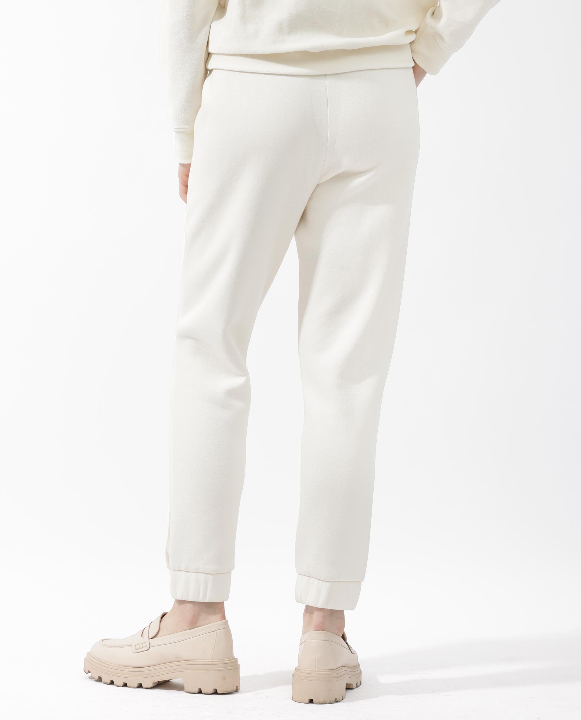 Rareism Women's Terac F Beige Polyester Blend Plain Ankle Length Regular Fit Track Pant