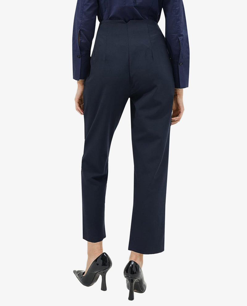 Rareism Women Thompson Navy Cotton Fabric Trouser