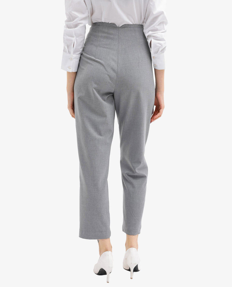 Rareism Women Thompson Grey Cotton Fabric Trouser