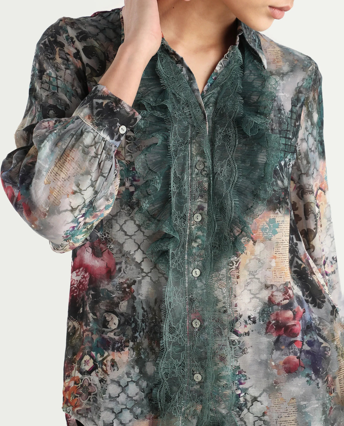 Rareism Women's Tinga Multi Viscose Blend Drop Collar Graphic Print Regular Fit Shirt