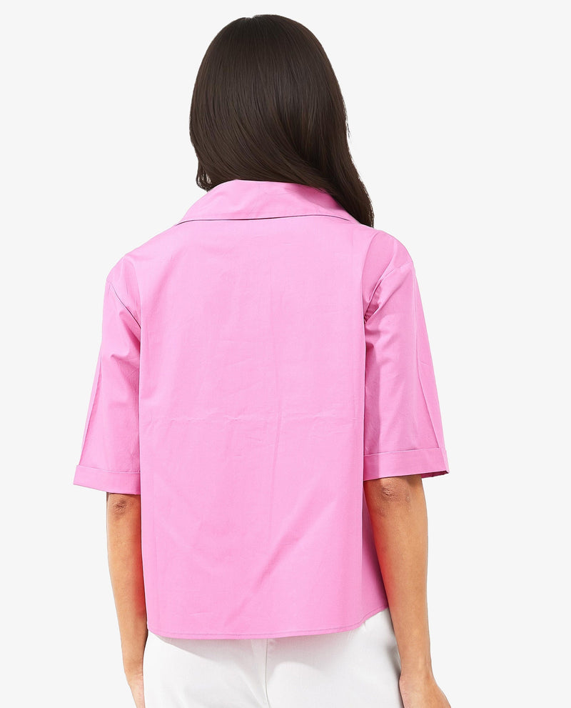 Rareism Women Toefil Pastel Pink Cotton Fabric Collared Neck Solid Regular Fit Shirt