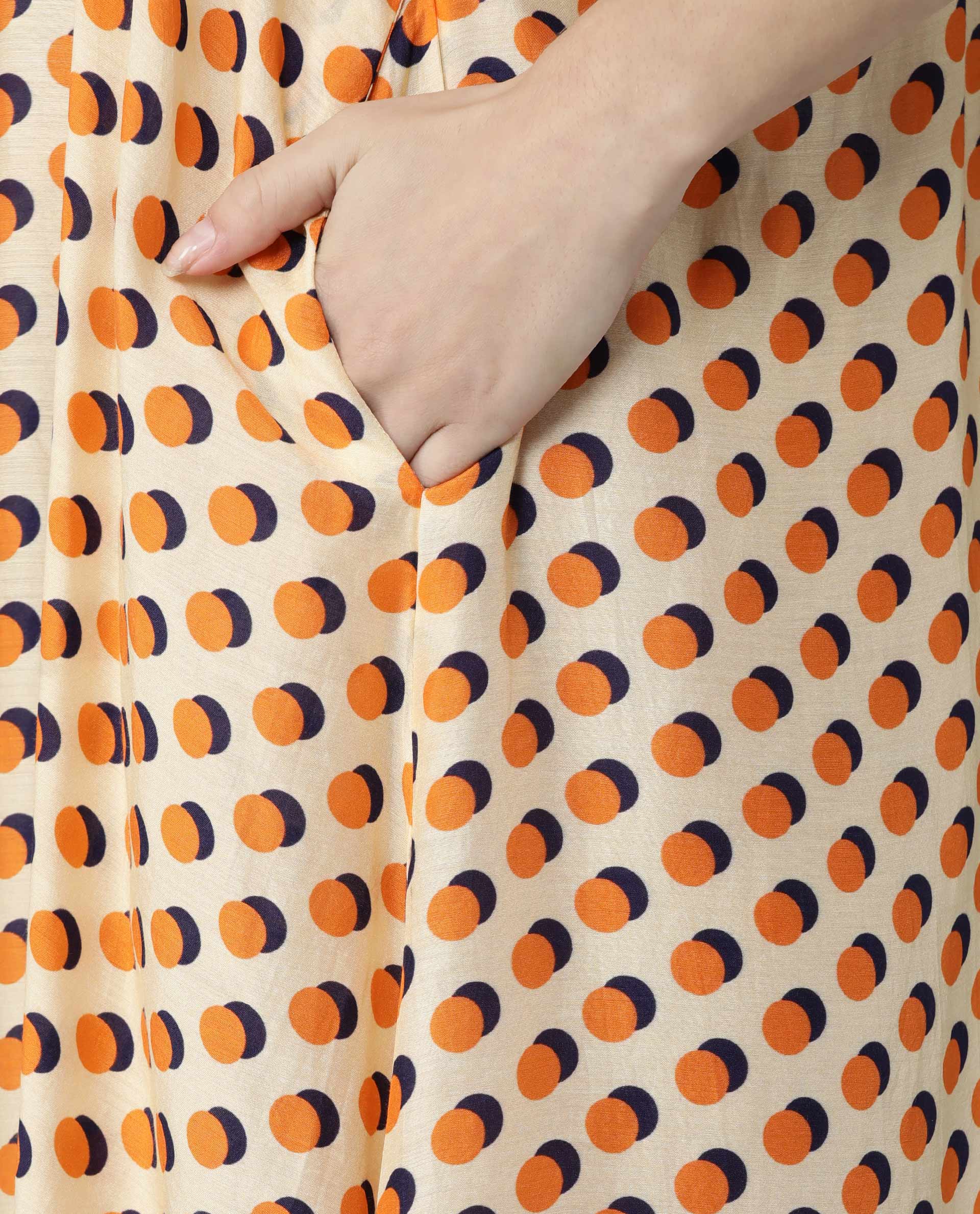 Rareism Women Tou Orange Dress Sleeveless Printed