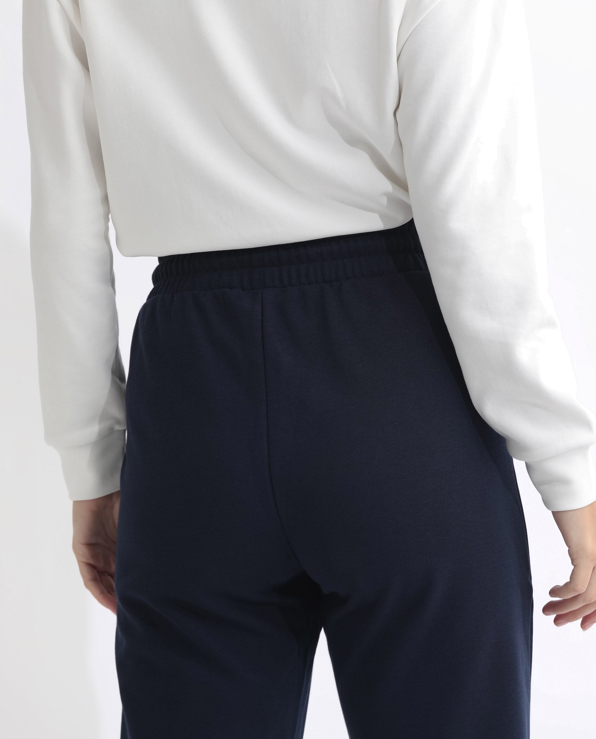 Rareism Women's Terac T Navy Polyester Blend Plain Ankle Length Regular Fit Track Pant