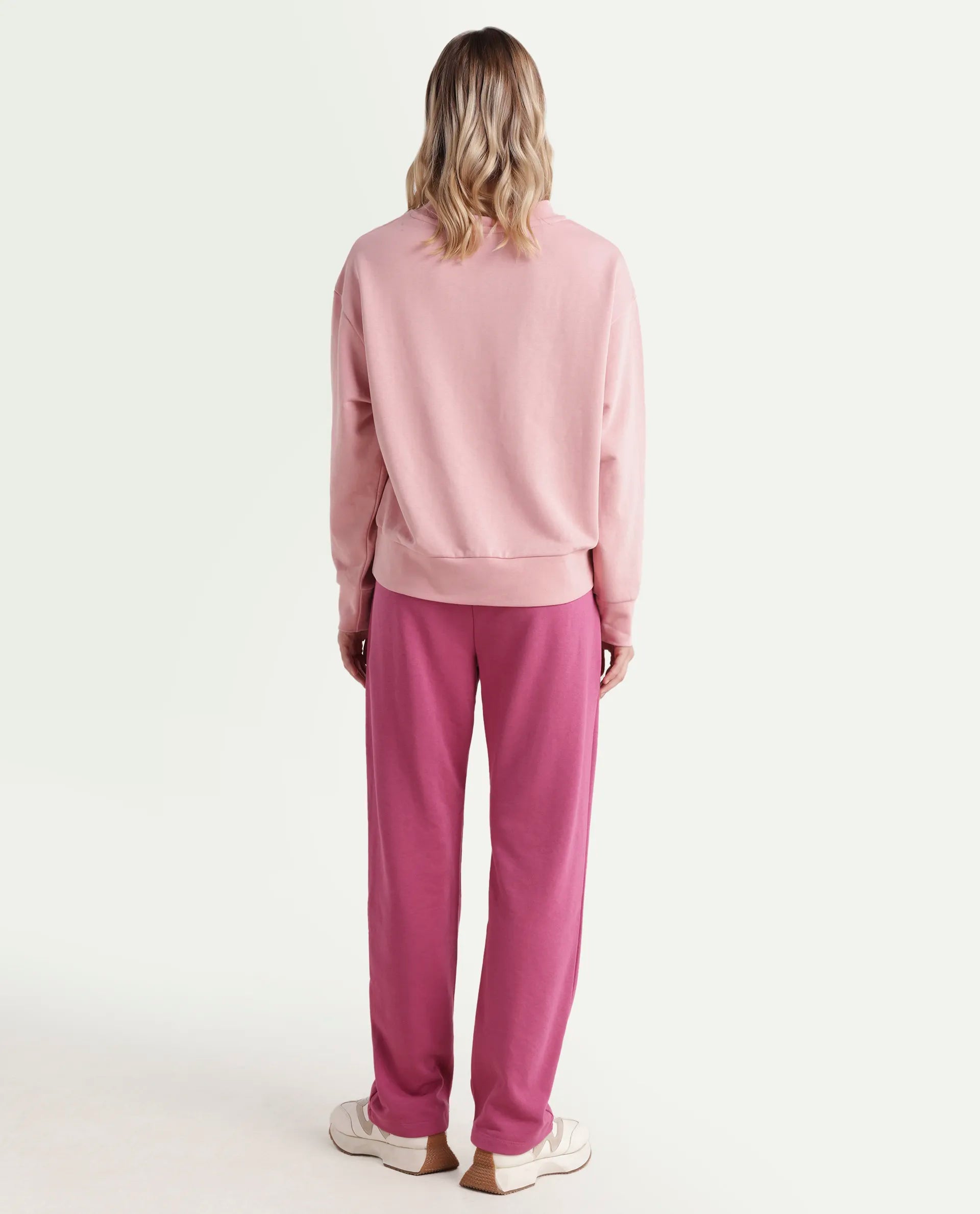 Rareism Women's Trunky Dark Pink Cotton Blend Plain Ankle Length Straight Fit Track Pant