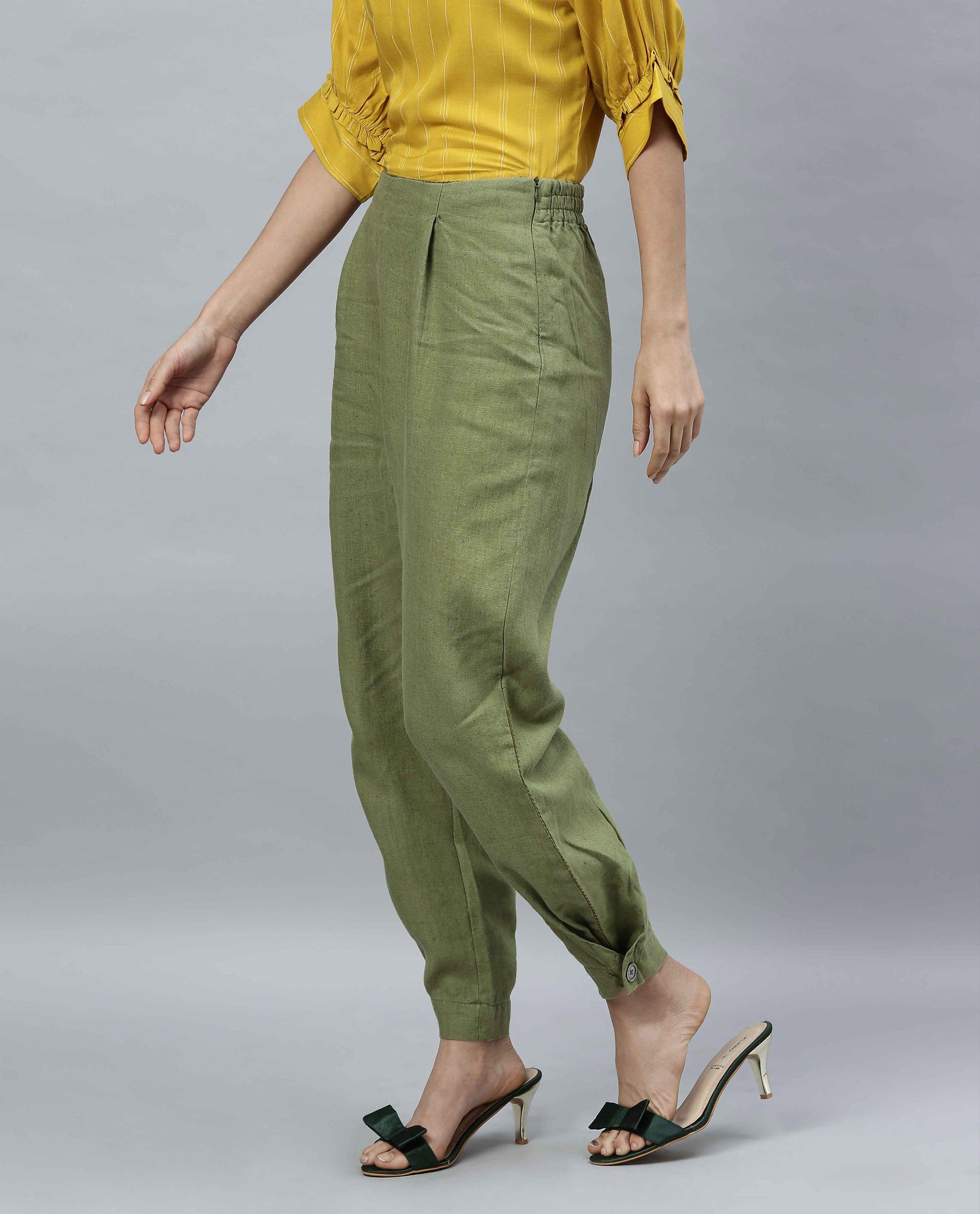 Rareism Women Tune Green Trousers