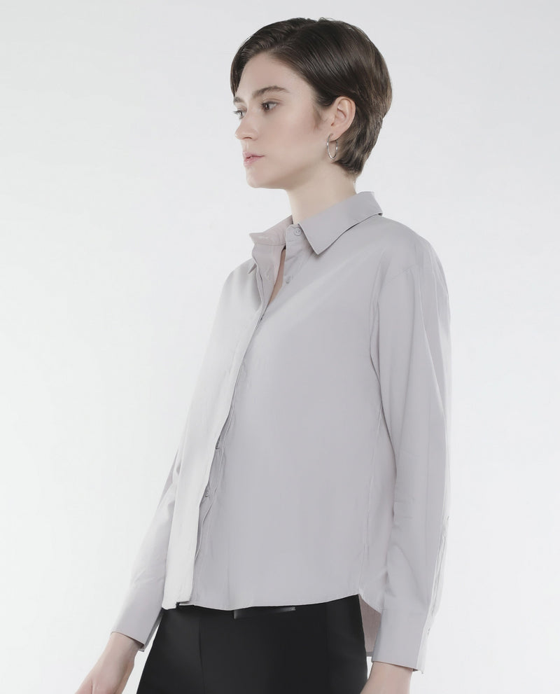 Rareism Women Uiko Grey Plain Shirt