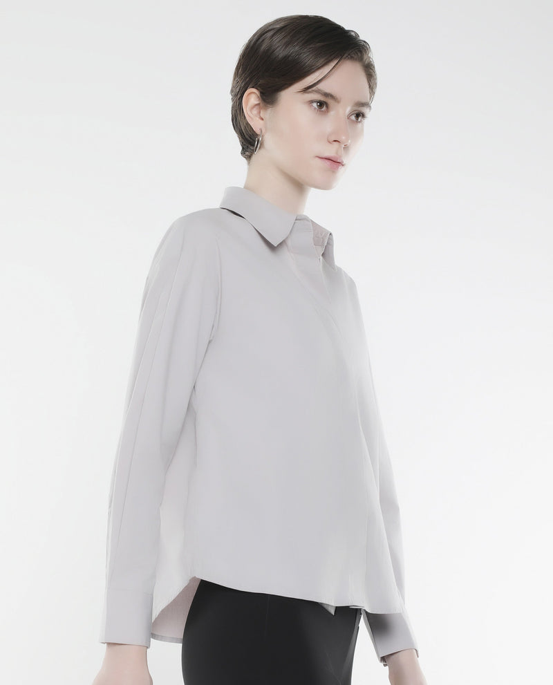 Rareism Women Uiko Grey Plain Shirt