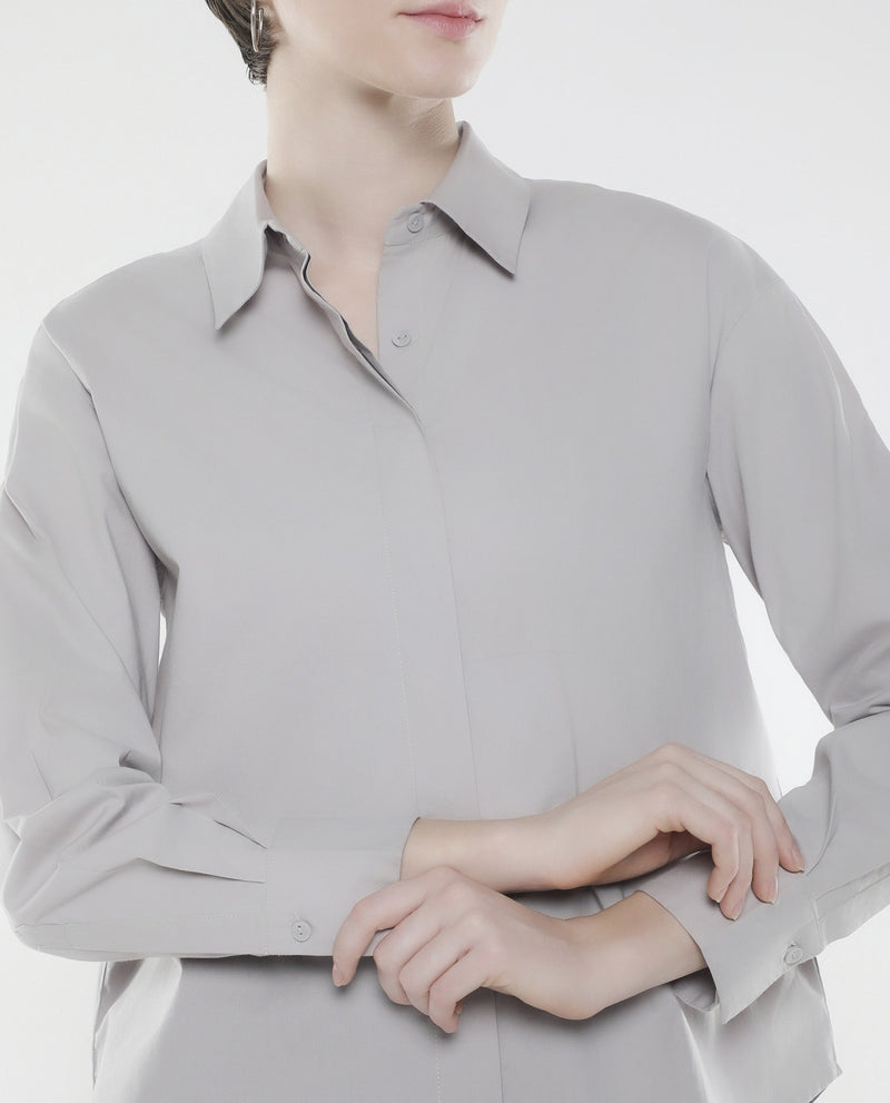 Rareism Women Uiko Grey Plain Shirt