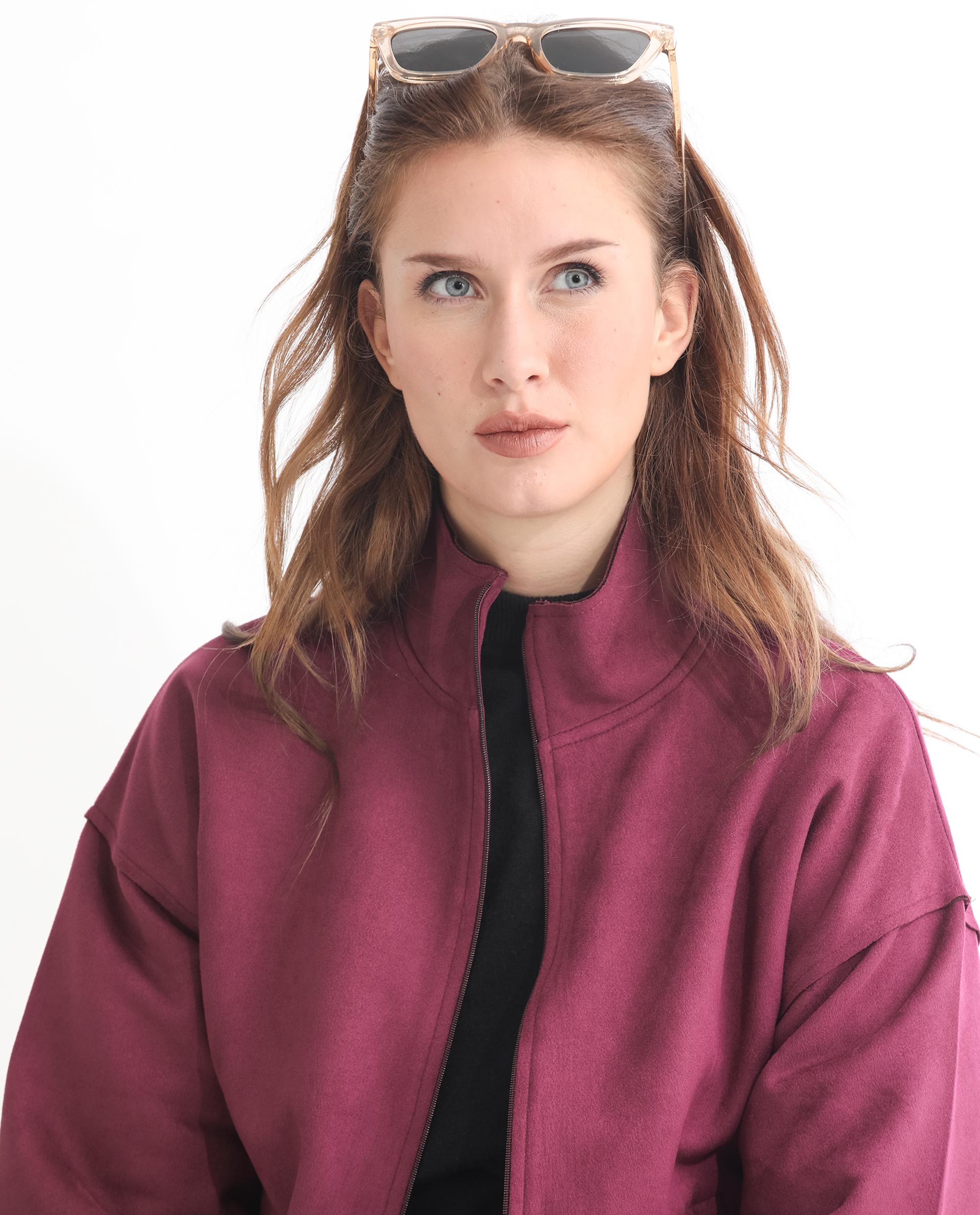 Rareism Women Vasu 1 Pink Polyester Fabric 3/4Th Sleeves Solid Mandarin Collar Jacket