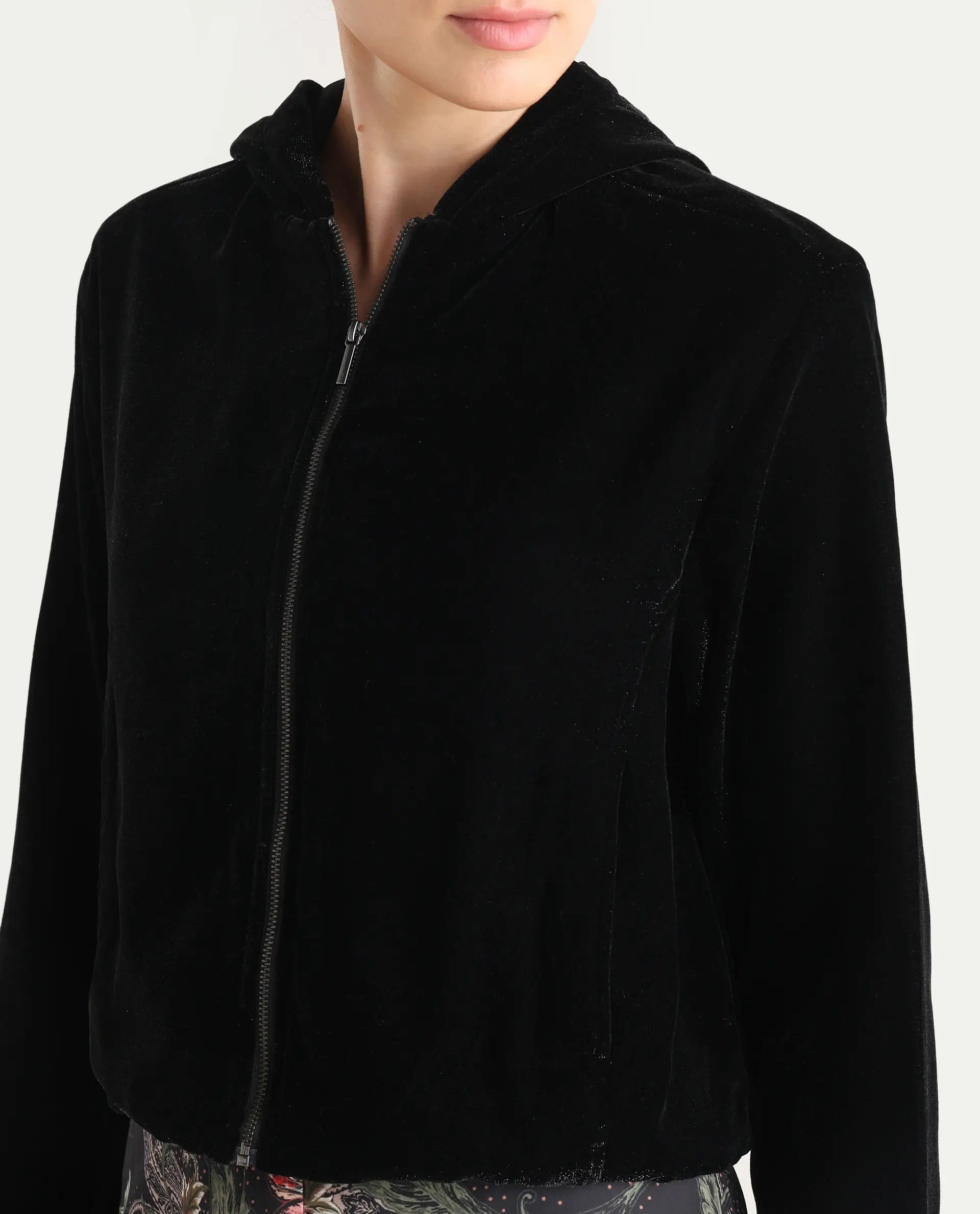 Rareism Women's Velbom-T Black Polyester Spread Collar Regular Fit Jacket