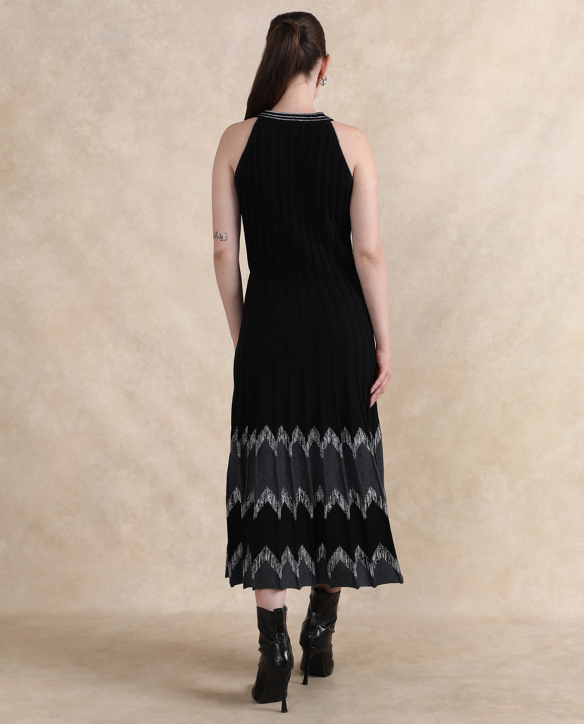 Rareism Women Veron Black Relaxed Fit Plain Dress