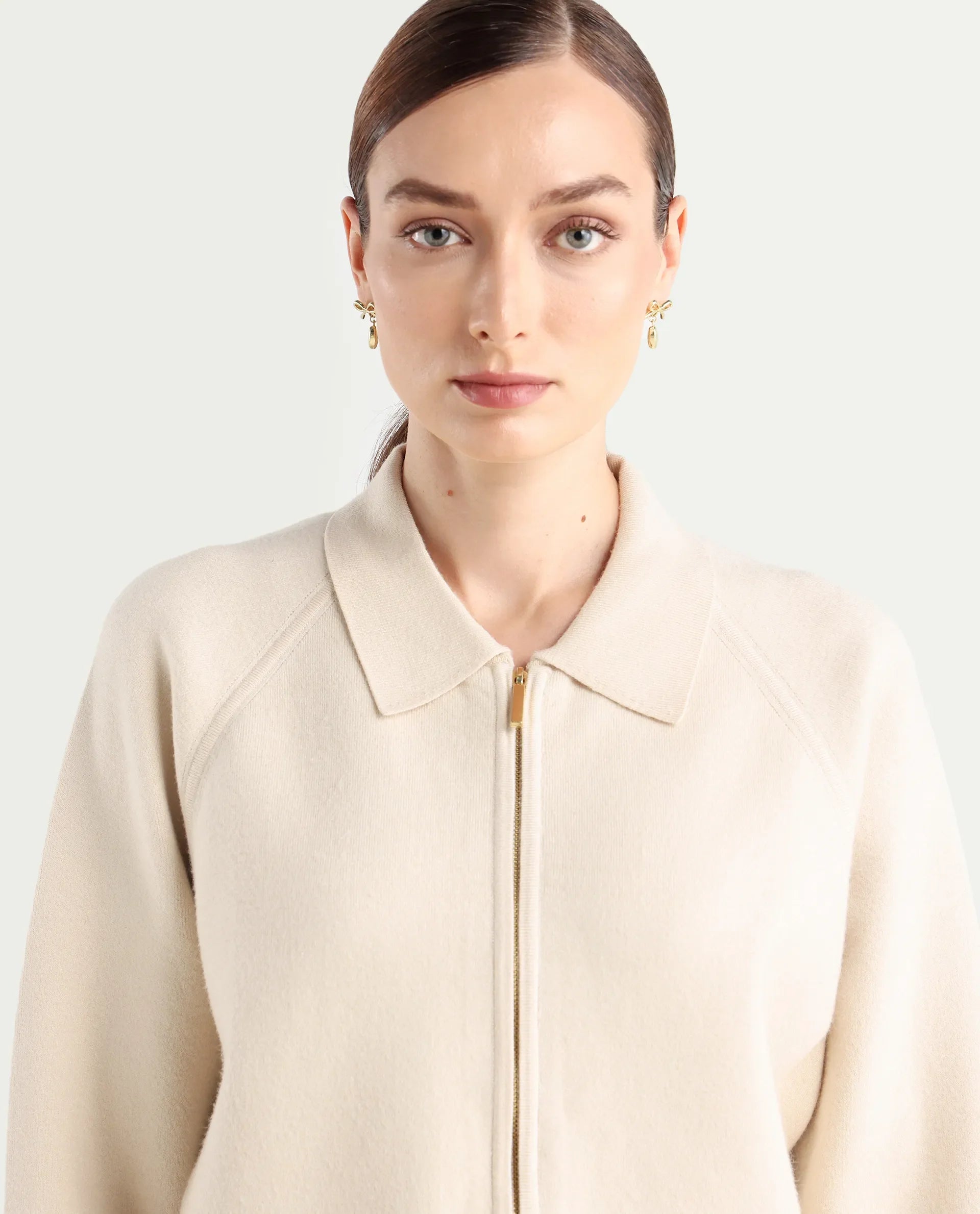 Rareism Women's Wedzo Off White Viscose Blend Spread Collar Regular Fit Plain Jacket