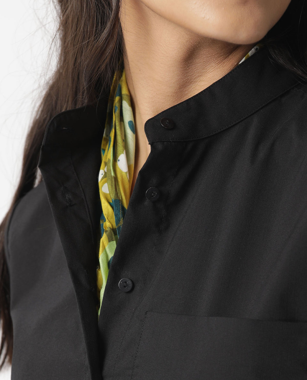 Rareism Women Woody Green Scarf Cotton Silk Fabric